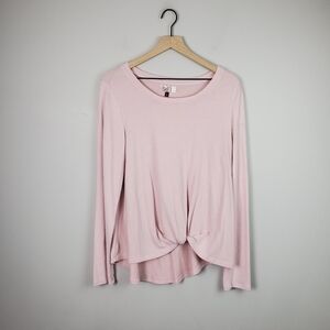 SO Pink Long Sleeve Knotted Front Large